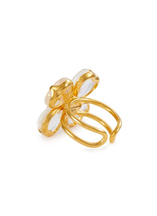 Detail View - Click To Enlarge - GOOSSENS - Trèfle 24K Gold Plated Natural Crystal Ring