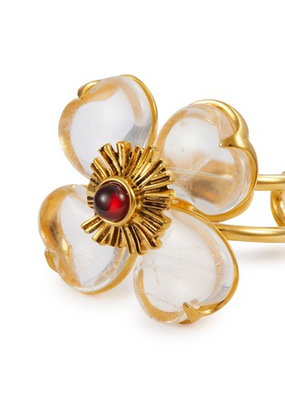 Detail View - Click To Enlarge - GOOSSENS - Trèfle 24K Gold Plated Natural Crystal Ring