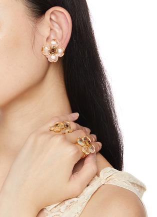 Front View - Click To Enlarge - GOOSSENS - Trèfle 24K Gold Plated Natural Crystal Ring