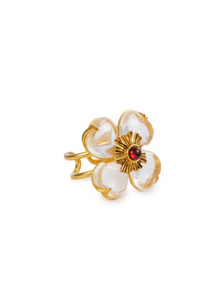 Main View - Click To Enlarge - GOOSSENS - Trèfle 24K Gold Plated Natural Crystal Ring