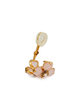 Detail View - Click To Enlarge - GOOSSENS - Trèfle 24K Gold Double Clover Quartz Pearl Clip Earrings