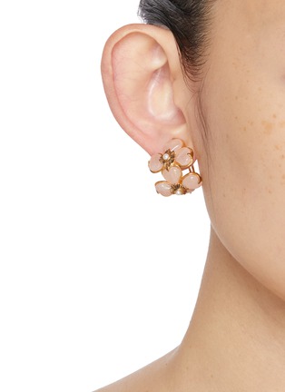 Figure View - Click To Enlarge - GOOSSENS - Trèfle 24K Gold Double Clover Quartz Pearl Clip Earrings