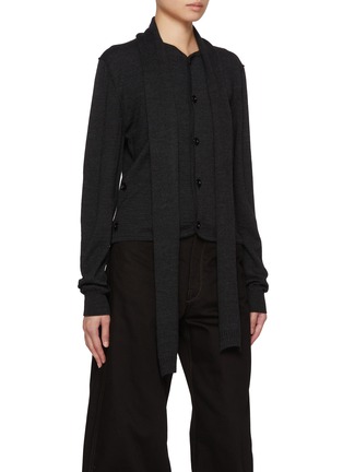 Detail View - Click To Enlarge - LEMAIRE - Scarf Neck Twisted Wool Blend Knit Cardigan