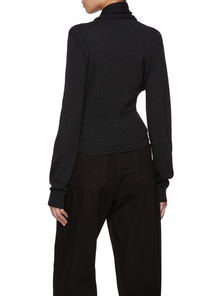 Back View - Click To Enlarge - LEMAIRE - Scarf Neck Twisted Wool Blend Knit Cardigan