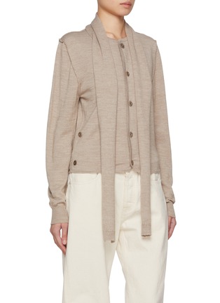 Detail View - Click To Enlarge - LEMAIRE - Scarf Neck Twisted Wool Blend Knit Cardigan