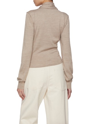 Back View - Click To Enlarge - LEMAIRE - Scarf Neck Twisted Wool Blend Knit Cardigan