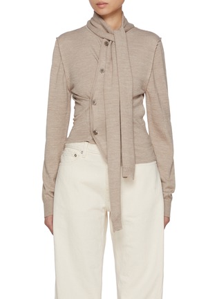 Main View - Click To Enlarge - LEMAIRE - Scarf Neck Twisted Wool Blend Knit Cardigan