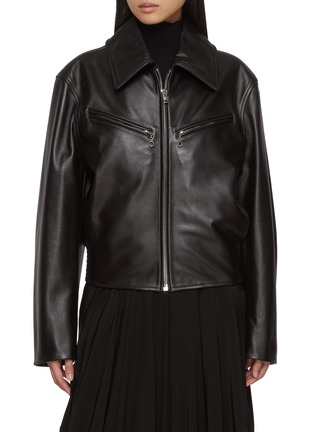 Main View - Click To Enlarge - LEMAIRE - Boxy Zipped Leather Blouson