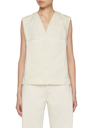 Main View - Click To Enlarge - LEMAIRE - V-Neck Cotton Gilet