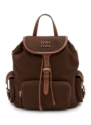 Main View - Click To Enlarge - MIU MIU - Cocoa Canvas Leather Backpack