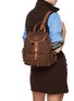 Figure View - Click To Enlarge - MIU MIU - Cocoa Canvas Leather Backpack