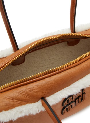 Detail View - Click To Enlarge - MIU MIU - Large Arcadie Leather Shearling Top Handle Bag
