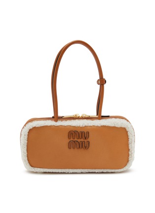 Main View - Click To Enlarge - MIU MIU - Large Arcadie Leather Shearling Top Handle Bag