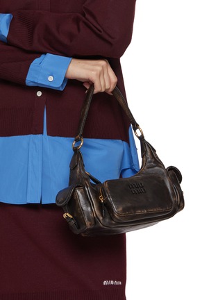 Figure View - Click To Enlarge - MIU MIU - Small Pocket Leather Hobo Bag
