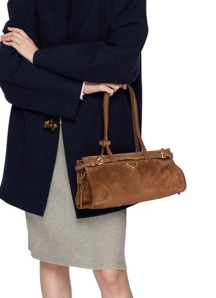Front View - Click To Enlarge - PRADA - Medium Bonnie Suede Shoulder Bag