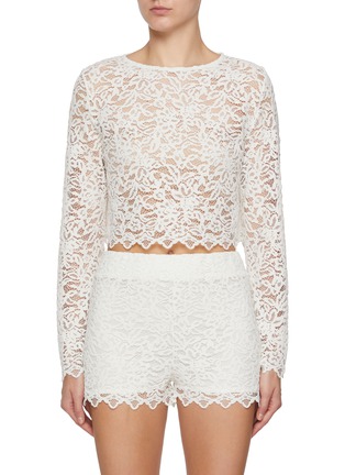 Main View - Click To Enlarge - EPINGLER - Jacquard Lace Crop Top