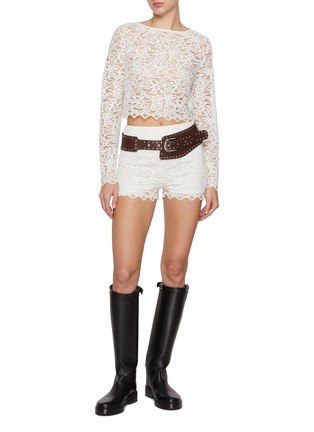 Figure View - Click To Enlarge - EPINGLER - Jacquard Lace Crop Top