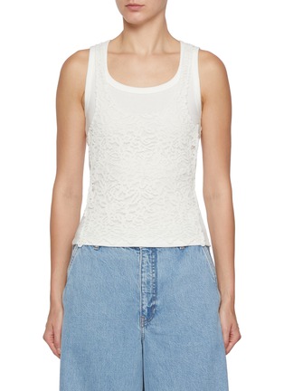 Main View - Click To Enlarge - EPINGLER - Layered Jacquard Lace T-Shirt