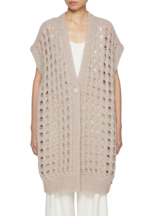 Main View - Click To Enlarge - HERNO - Oversized Open Knit Vest