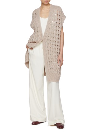 Figure View - Click To Enlarge - HERNO - Oversized Open Knit Vest