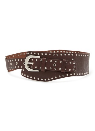Main View - Click To Enlarge - EPINGLER - Silver-tone Studs Leather Belt