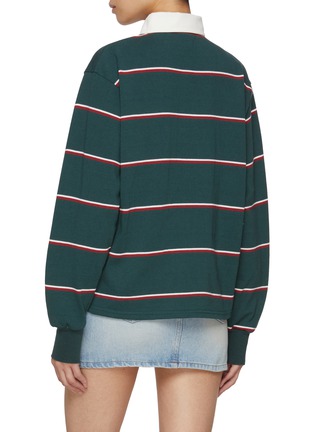Back View - Click To Enlarge - SUNDAYFRUITMARKET - Stripe Embroidered Cotton Polo Shirt