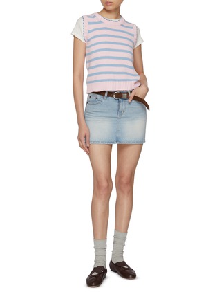 Figure View - Click To Enlarge - SUNDAYFRUITMARKET - Striped Cropped Cotton Vest