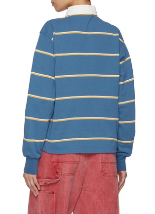 Back View - Click To Enlarge - SUNDAYFRUITMARKET - Stripe Embroidered Cotton Polo Shirt