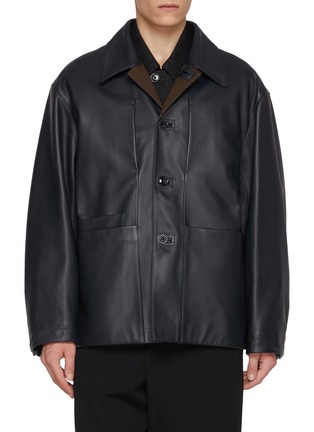 Main View - Click To Enlarge - LEMAIRE - Grained Leather Workwear Jacket