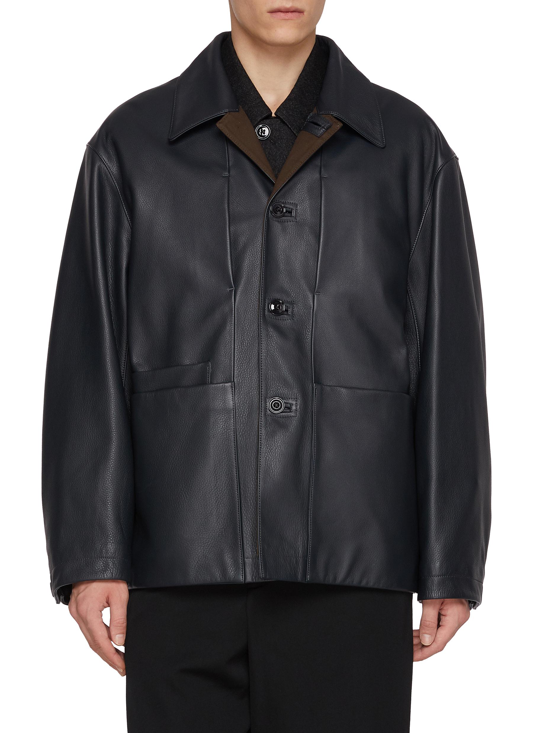 LEMAIRE | Grained Leather Workwear Jacket | Men | Lane Crawford