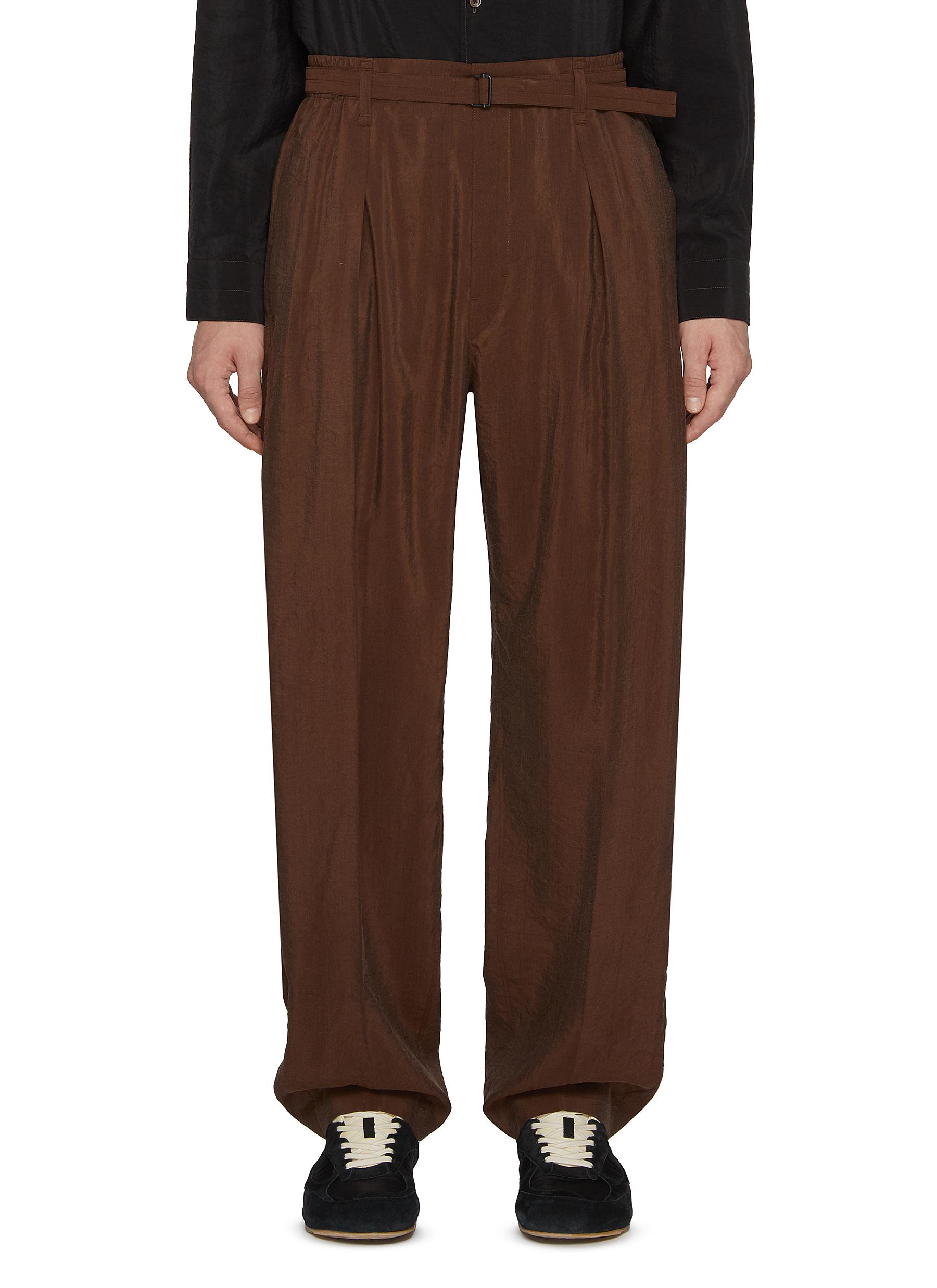 LEMAIRE | Belted Pleated Silk Blend Pants | Men | Lane Crawford