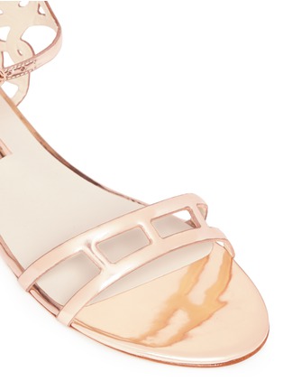 Detail View - Click To Enlarge - SOPHIA WEBSTER - 'Birdie' caged ankle leather flat sandals
