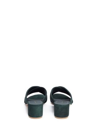 Back View - Click To Enlarge - MANSUR GAVRIEL - Mid heel cross strap suede sandals