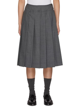 Main View - Click To Enlarge - NOTHING WRITTEN - Pleated Wool Blend Midi Skirt