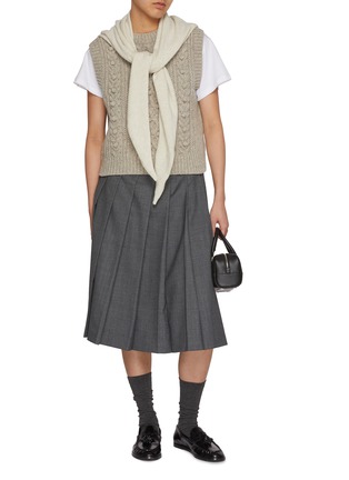 Figure View - Click To Enlarge - NOTHING WRITTEN - Pleated Wool Blend Midi Skirt