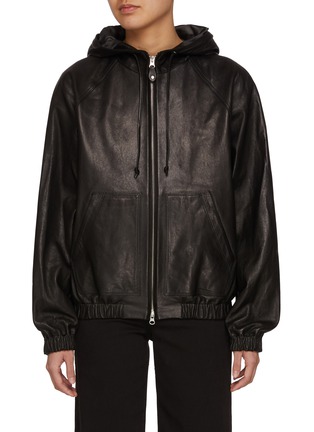 Main View - Click To Enlarge - NOTHING WRITTEN - Hooded Leather Blouson Jacket