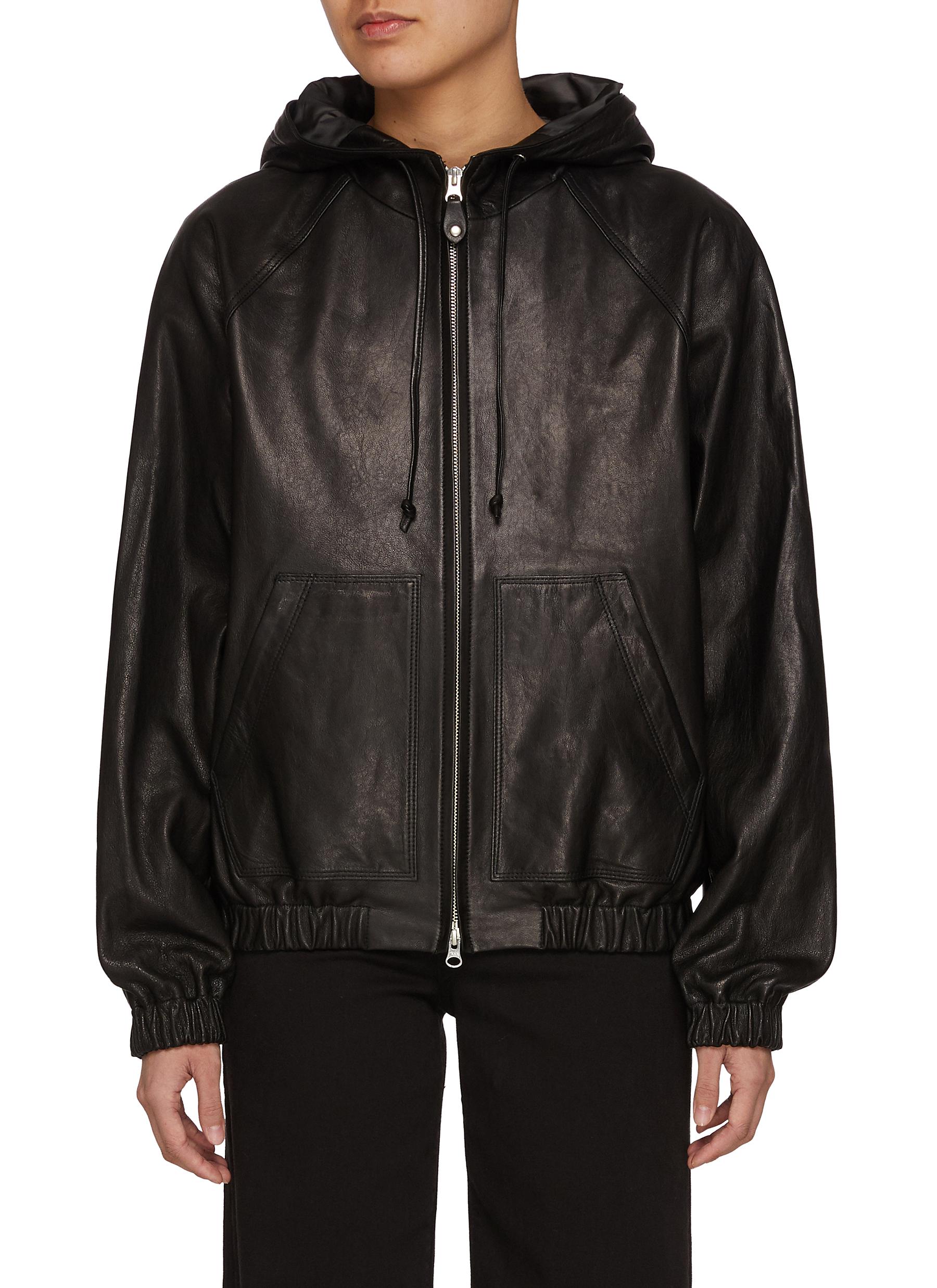 ジャケット・アウター Nothing Written steady leather jacket NOTHING WRITTEN | Hooded Leather Blouson Jacket | Women