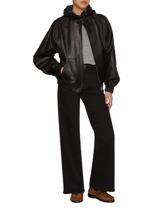 Figure View - Click To Enlarge - NOTHING WRITTEN - Hooded Leather Blouson Jacket
