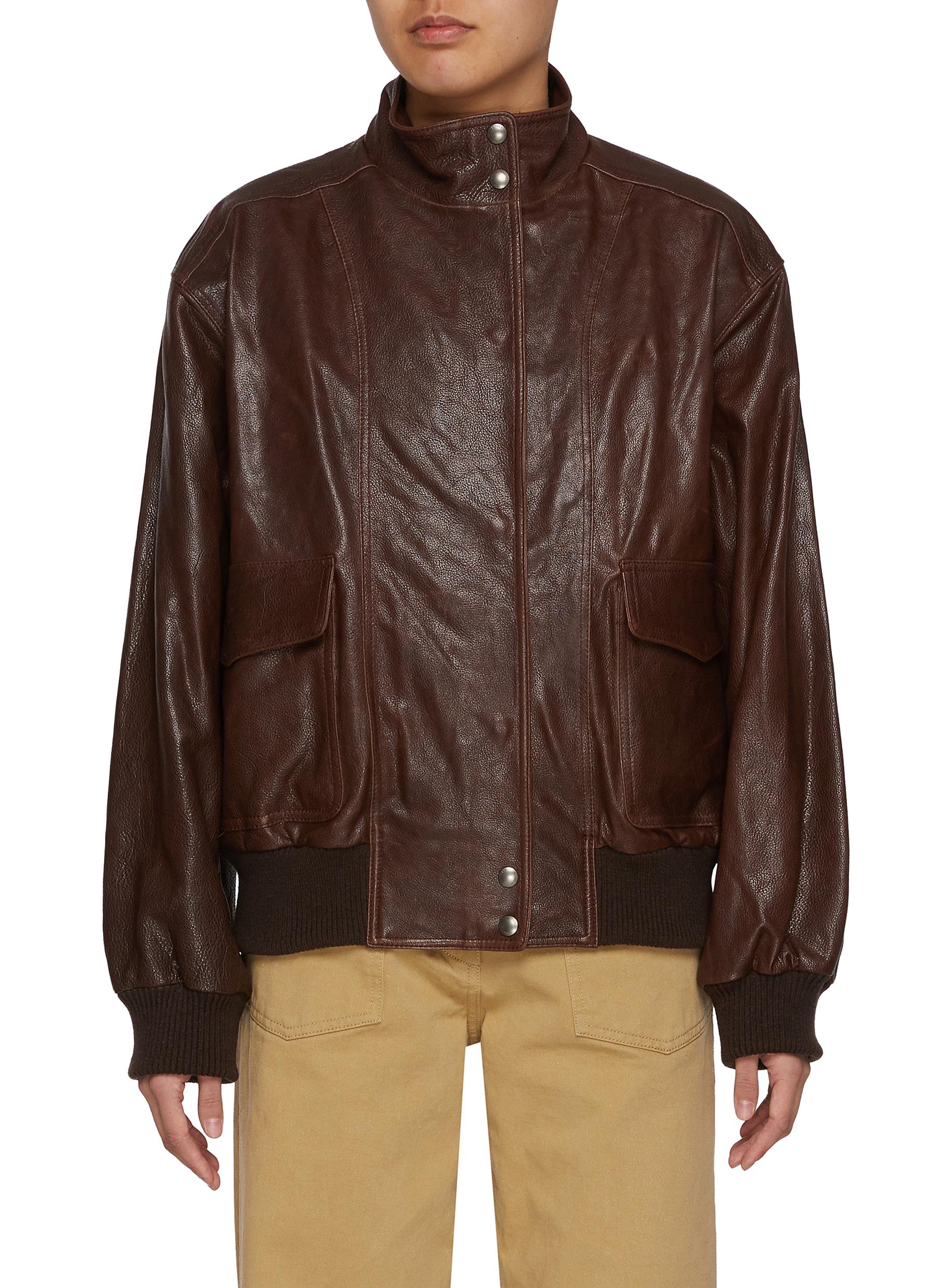 NOTHING WRITTEN | Stand Collar Leather Blouson Jacket | Women