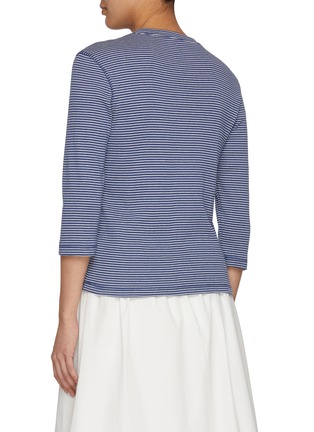 Back View - Click To Enlarge - NOTHING WRITTEN - Striped Cotton T-Shirt