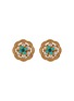 LANE CRAWFORD VINTAGE ACCESSORIES Gold Toned Faux Turquoise Faux Pearls Clip On Earrings
