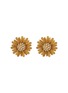 LANE CRAWFORD VINTAGE ACCESSORIES Flower Gold Toned Faux Pearls Clip On Earrings