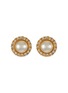 LANE CRAWFORD VINTAGE ACCESSORIES Gold Toned Faux Pearl Diamante Clip On Earrings