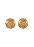 LANE CRAWFORD VINTAGE ACCESSORIES Gold Toned Faux Turquoise Faux Pearl Seed Bead Clip On Earrings