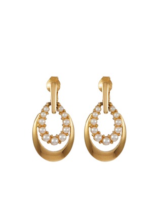 LANE CRAWFORD VINTAGE ACCESSORIES | Gold Toned Faux Pearl Clip On Earrings