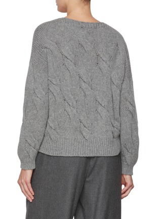 Back View - Click To Enlarge - BRUNO MANETTI - Crewneck Cable Wool Cashmere Knit Sweater
