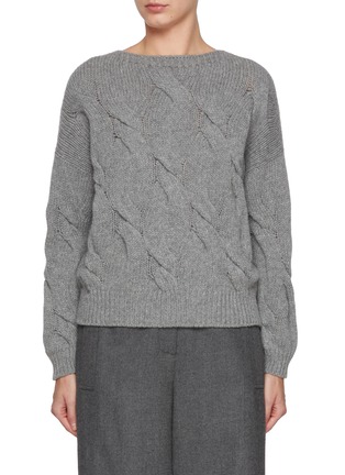 Main View - Click To Enlarge - BRUNO MANETTI - Crewneck Cable Wool Cashmere Knit Sweater