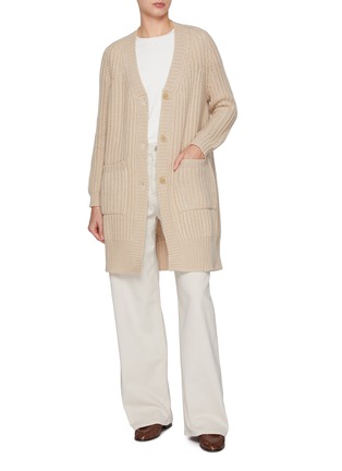 Figure View - Click To Enlarge - BRUNO MANETTI - V-Neck Long Wool Cashmere Cardigan