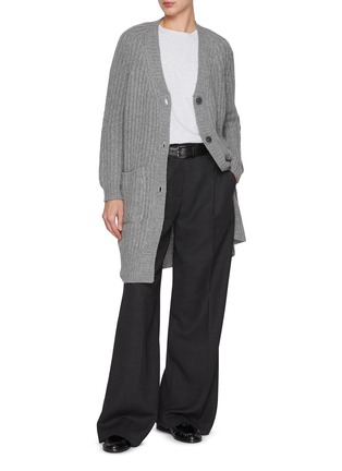 Figure View - Click To Enlarge - BRUNO MANETTI - V-Neck Long Wool Cashmere Cardigan