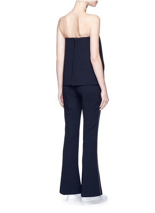 Back View - Click To Enlarge - COMME MOI - Asymmetric ruffle trim strapless jumpsuit